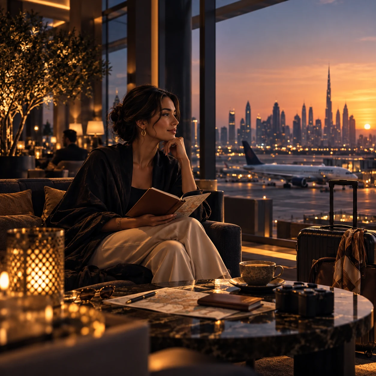 A traveler overlooking the city